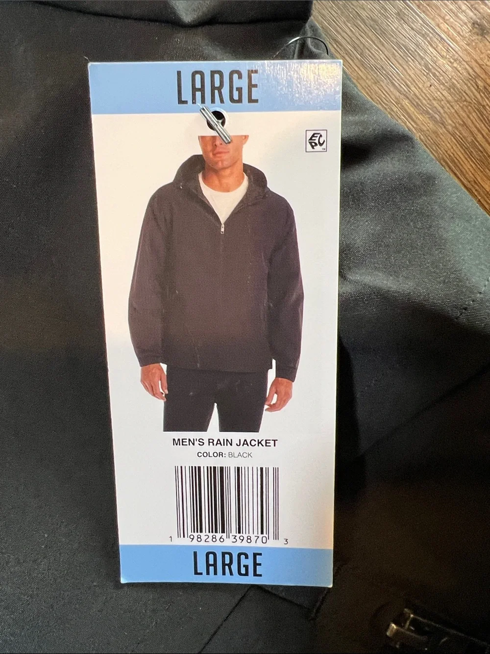 Weatherproof Men's Hooded Raincoat Jacket in Black